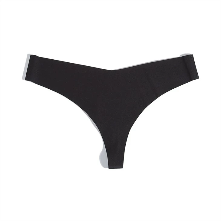 black Sexy Ladies G-String Ice Silk Panties Thong womens' underwear undergarments underpanties seamless breathable anti-bacterial
